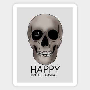 Happy on the inside text skull Sticker